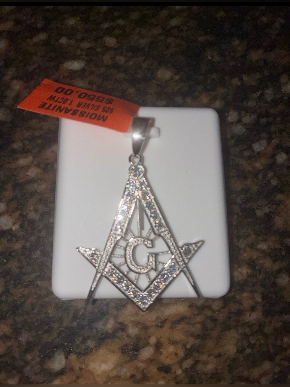 Free Mason Pendant Sterling Silver, 1 ct. Moissanite diamonds